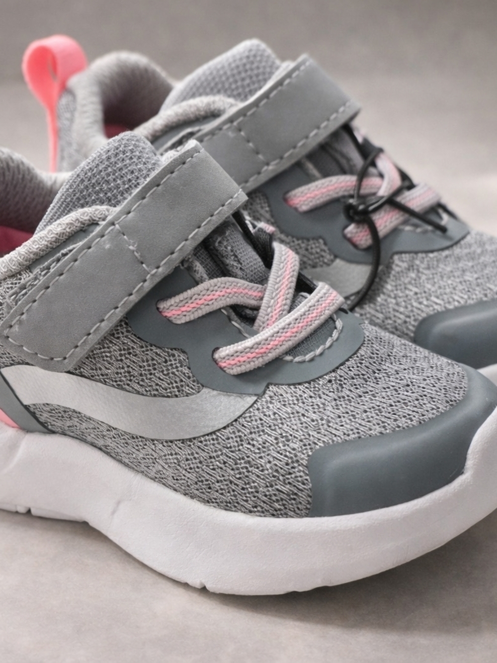 Athletic Works Gray and Pink Toddler/Youth Sneakers with Hook-and-Loop Strap
